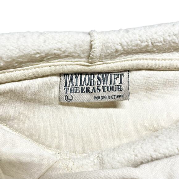 TAYLOR SWIFT The Eras Tour II Beige Hoodie w/ Colored Photos on Back Size L - Picture 5 of 6